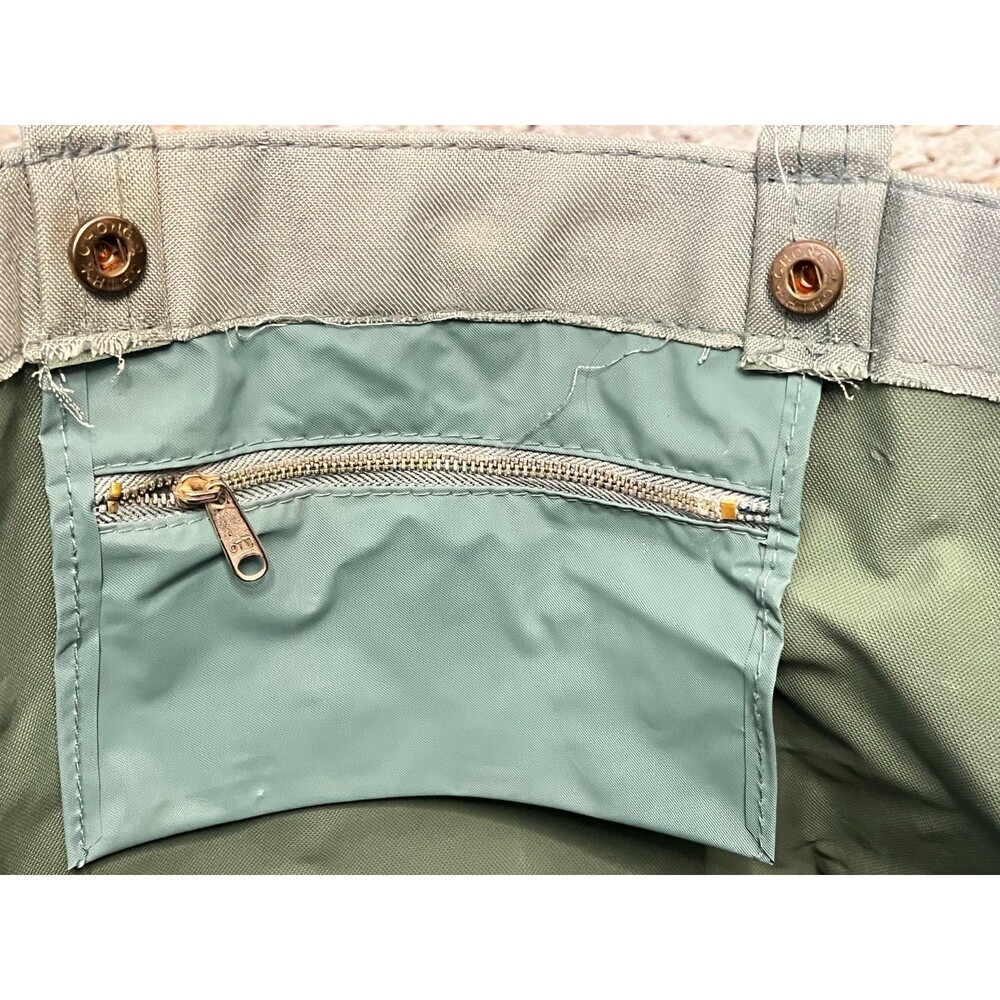 Vintage LE BAG Canvas Tote Bag Teal Grey Shopper Books Crafts Travel Beach Art - Picture 8 of 16